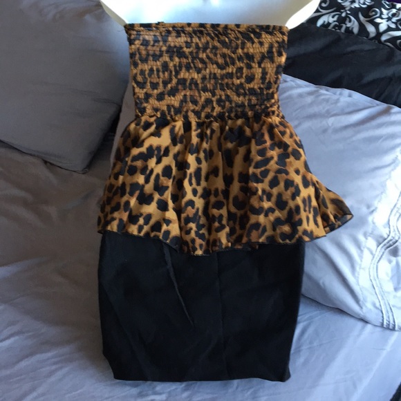 🎁GIFTED🎁 ENLIN Leopard Black Strapless Dress - Picture 5 of 8